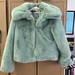 Topshop Light Blue Faux Fur Coat